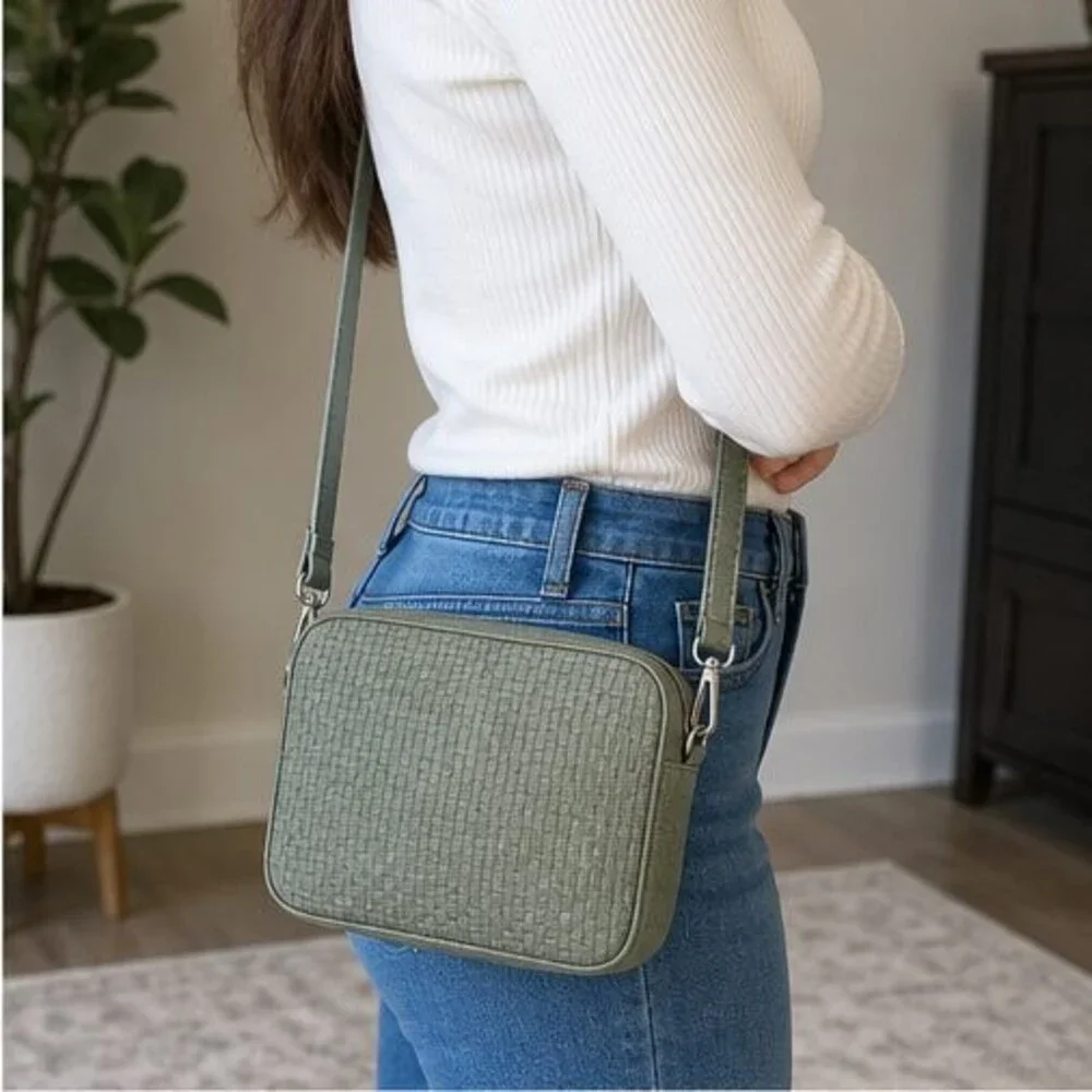 Sage Woven Crossbody Bag